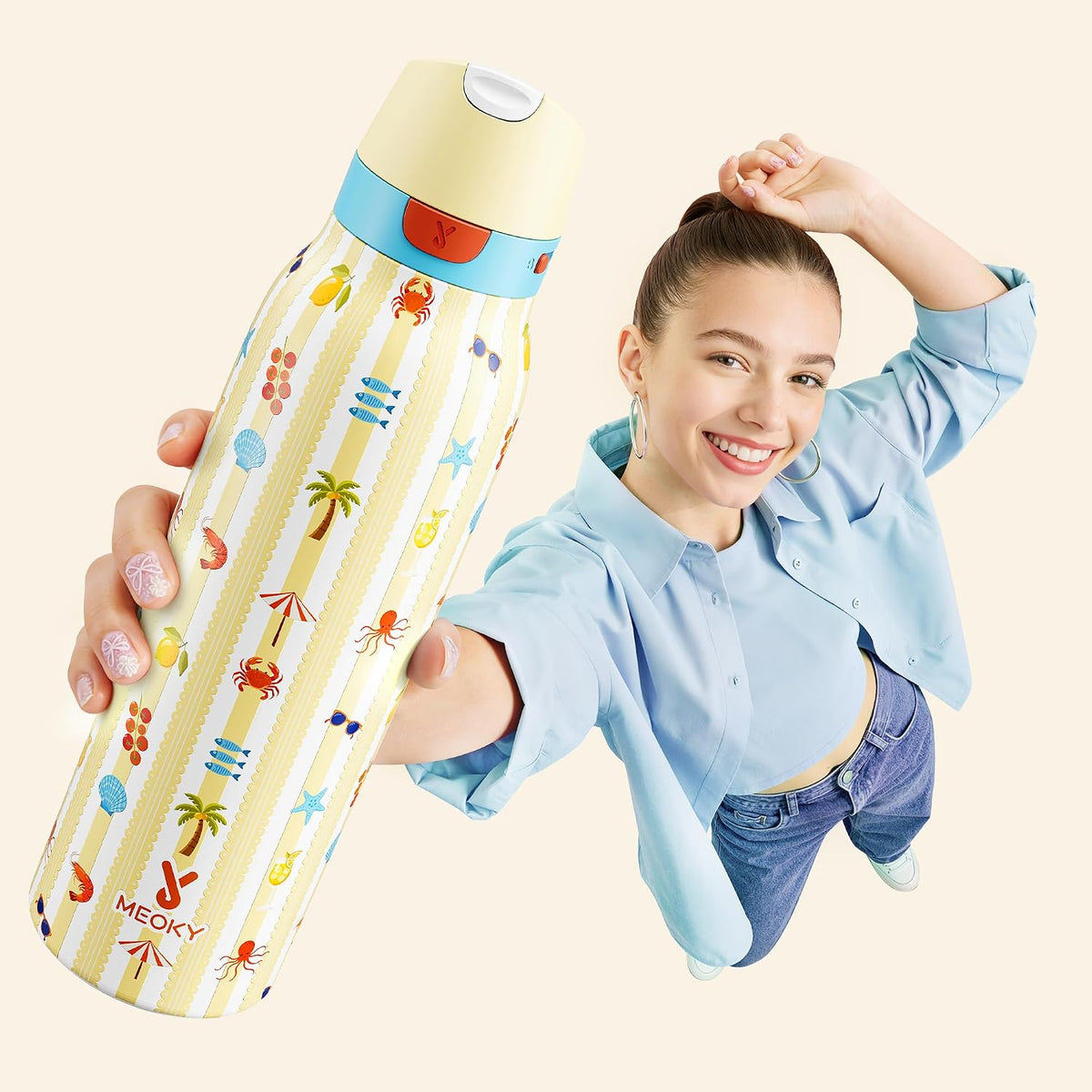 24 oz Slim Insulated Water Bottle: 2-in-1 Locking Lid, Night