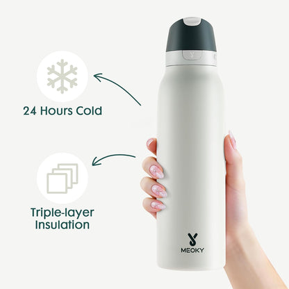24 oz Slim Insulated Water Bottle: 2-in-1 Locking Lid, Night