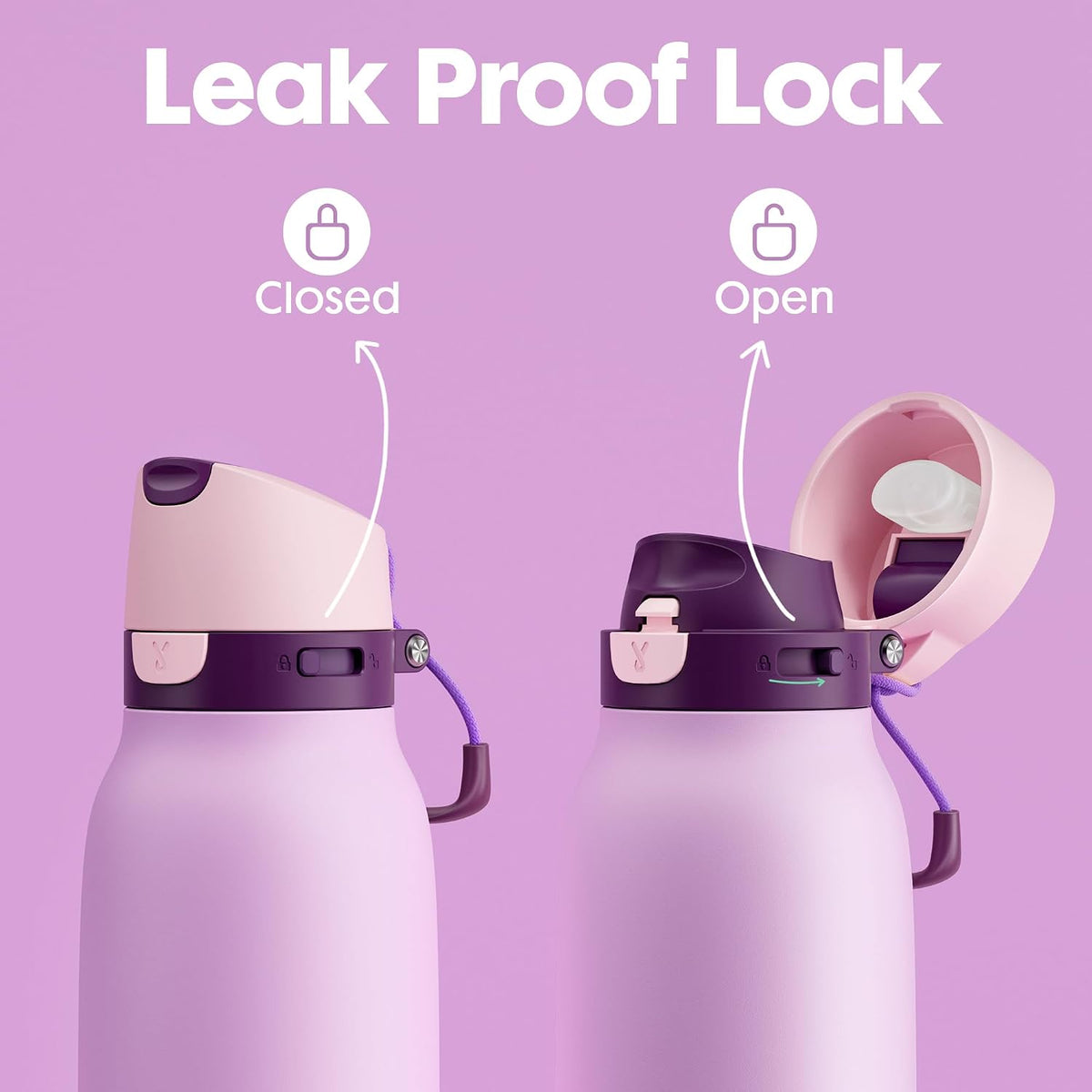 24 oz Slim Insulated Water Bottle: 2-in-1 Locking Lid, Night