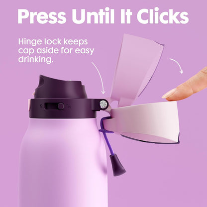 24 oz Slim Insulated Water Bottle: 2-in-1 Locking Lid, Night
