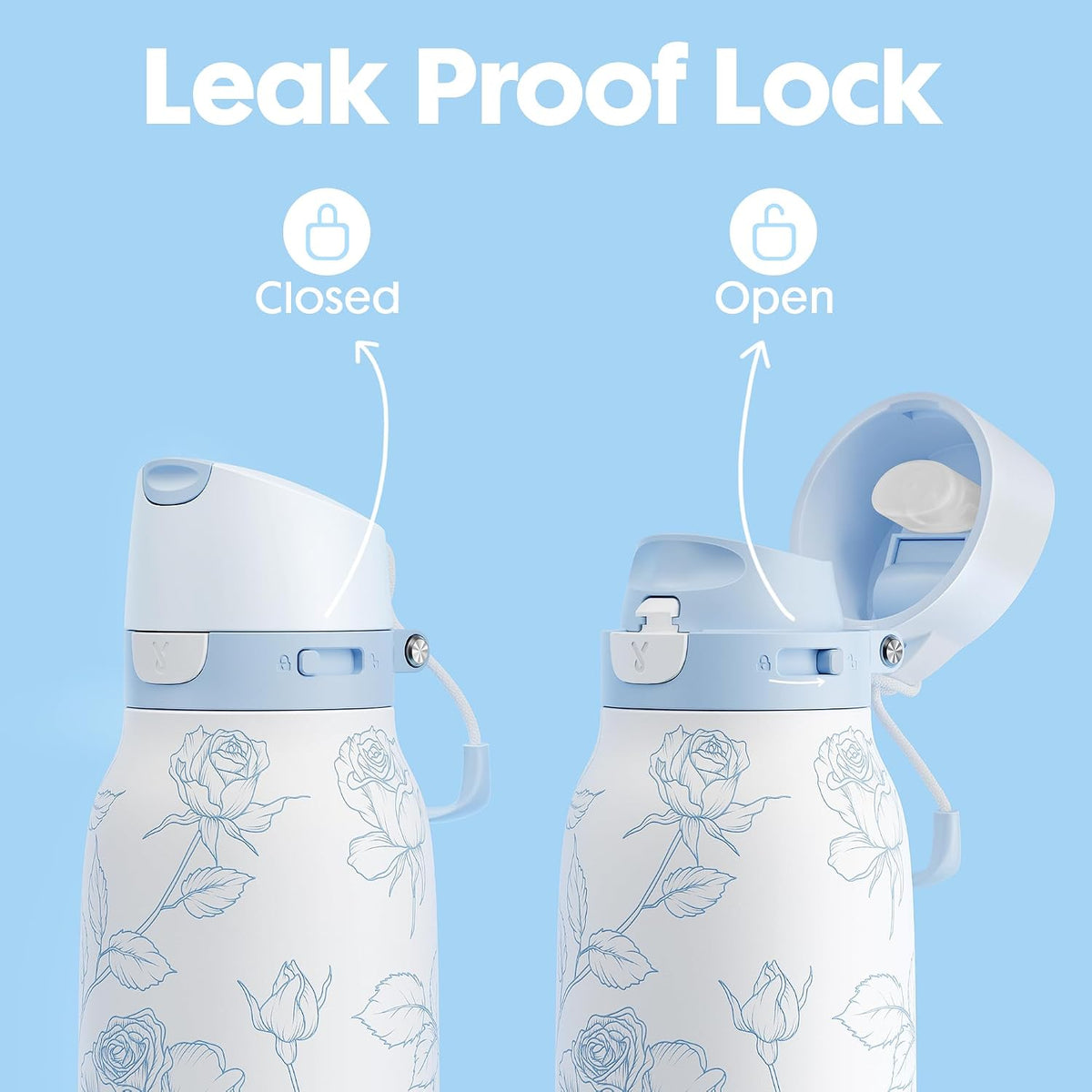 24 oz Slim Insulated Water Bottle: 2-in-1 Locking Lid, Night