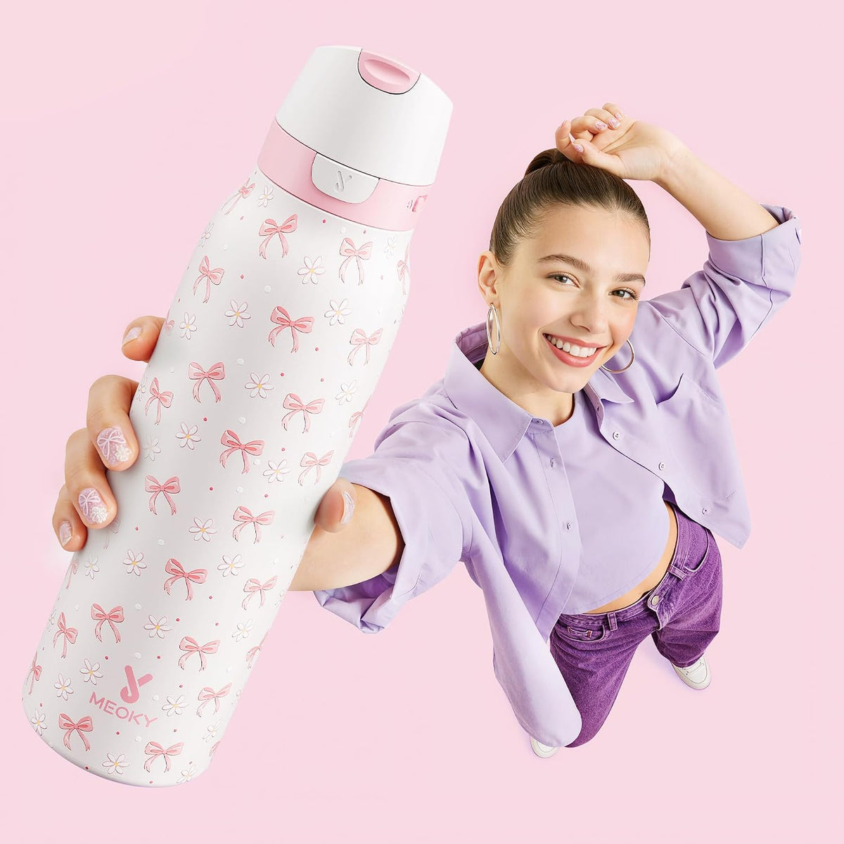 24 oz Slim Insulated Water Bottle: 2-in-1 Locking Lid, Night