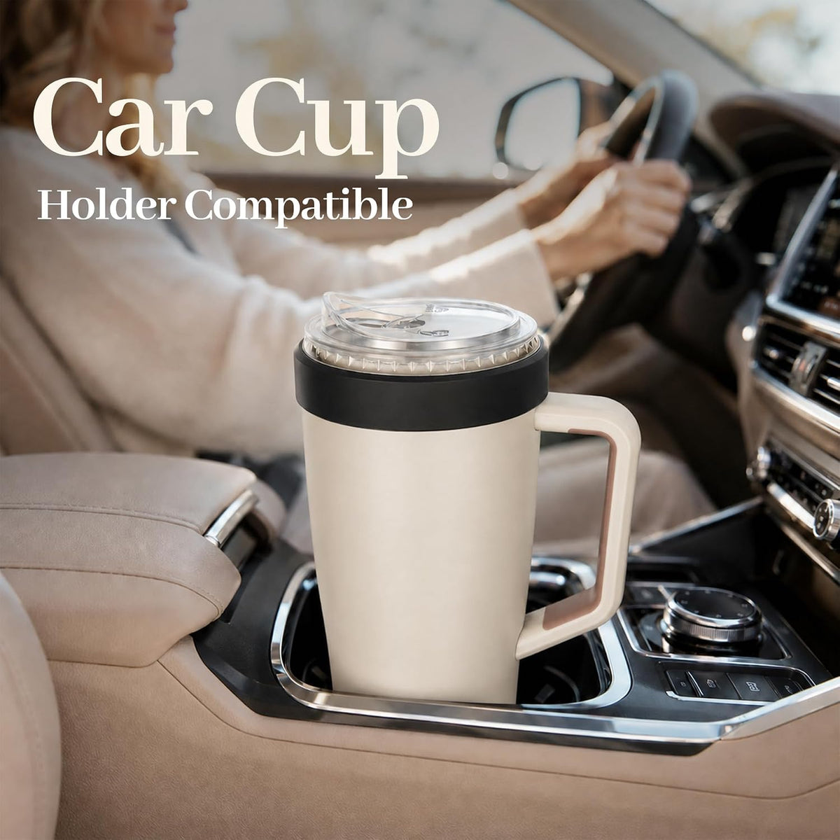 28 oz Iced Coffee Tumbler with Leak-Proof Lid – Stainless Steel Vacuum Insulated Travel Mug & Sleeve, Keeps Drinks Hot or Cold (Latte)