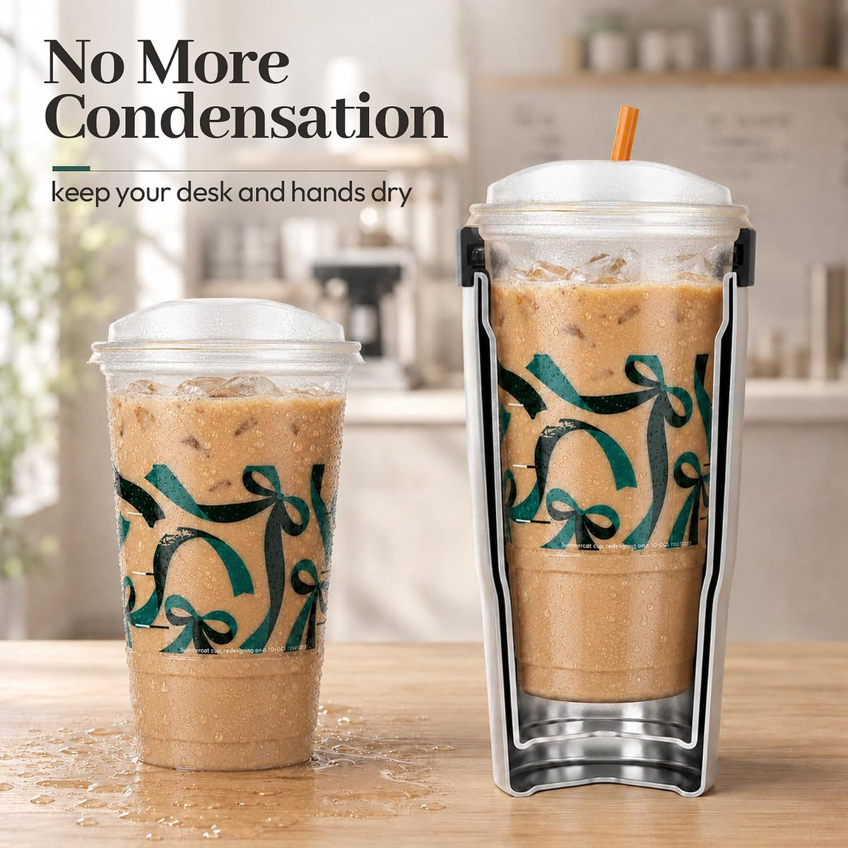 28 oz Iced Coffee Tumbler with Leak-Proof Lid – Stainless Steel Vacuum Insulated Travel Mug & Sleeve, Keeps Drinks Hot or Cold (Latte)