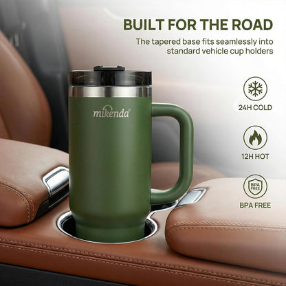 Insulated Tumbler with Straw | Double Wall Stainless Steel Travel Mug | Leak Proof Lid, 24hr Cold & 12hr Hot | Reusable Water Bottle for Office, Gym, Hiking (olive green, 40, Fluid Ounces)