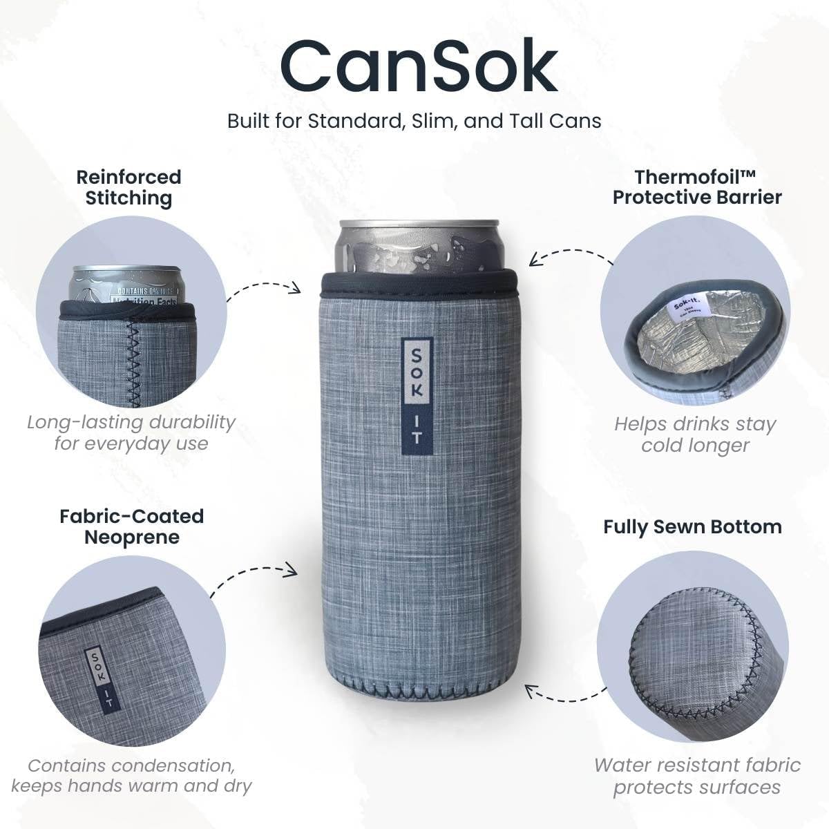 CanSok Sleeve for Beer & Soda Insulated Neoprene Cover (Ocean Oasis, 12oz Can Sleeve) - Colors E