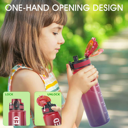 Water Bottle 32oz, Tritan Sports Bottle with Time Marker