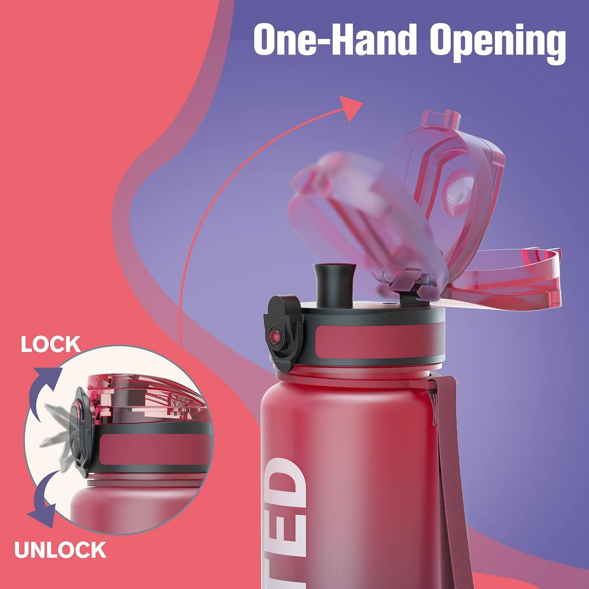 Water Bottle 32oz, Tritan Sports Bottle with Time Marker