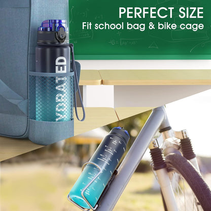 Water Bottle 32oz, Tritan Sports Bottle with Time Marker