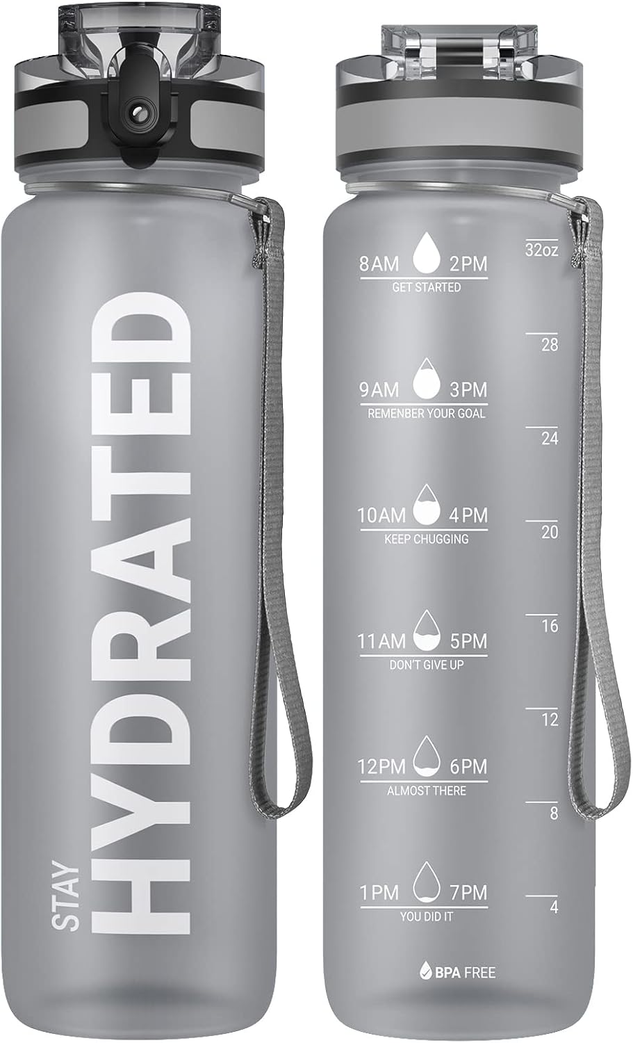 Water Bottle 32oz, Tritan Sports Bottle with Time Marker