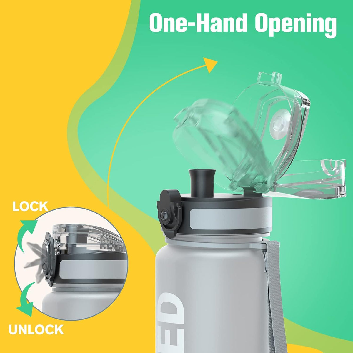 Water Bottle 32oz, Tritan Sports Bottle with Time Marker
