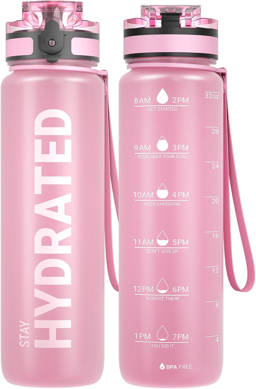 Water Bottle 32oz, Tritan Sports Bottle with Time Marker