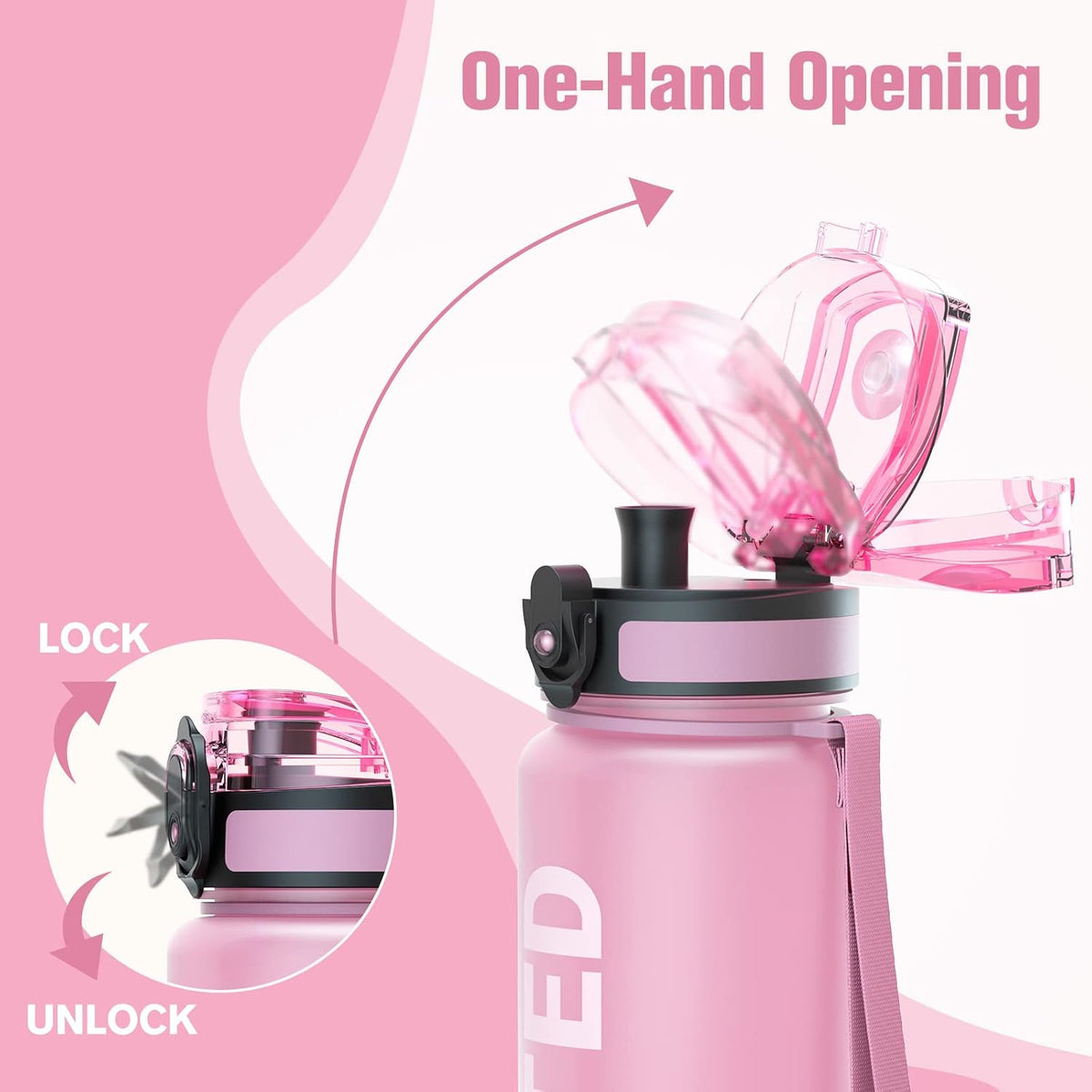 Water Bottle 32oz, Tritan Sports Bottle with Time Marker