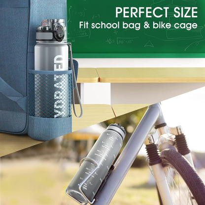 Water Bottle 32oz, Tritan Sports Bottle with Time Marker
