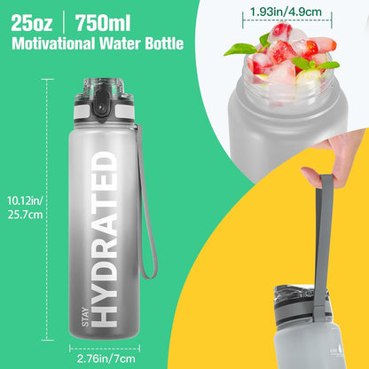Water Bottle 32oz, Tritan Sports Bottle with Time Marker