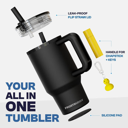 Thicc Buddy 16oz Tumbler - Insulated Stainless Steel (Cinnamon) | Double-wall vacuum insulated | Spill-proof flip lid | 18/8 premium stainless steel | Cup-holder friendly - Colors B