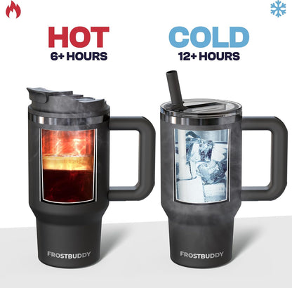 Thicc Buddy 16oz Tumbler - Insulated Stainless Steel (Cinnamon) | Double-wall vacuum insulated | Spill-proof flip lid | 18/8 premium stainless steel | Cup-holder friendly - Colors B