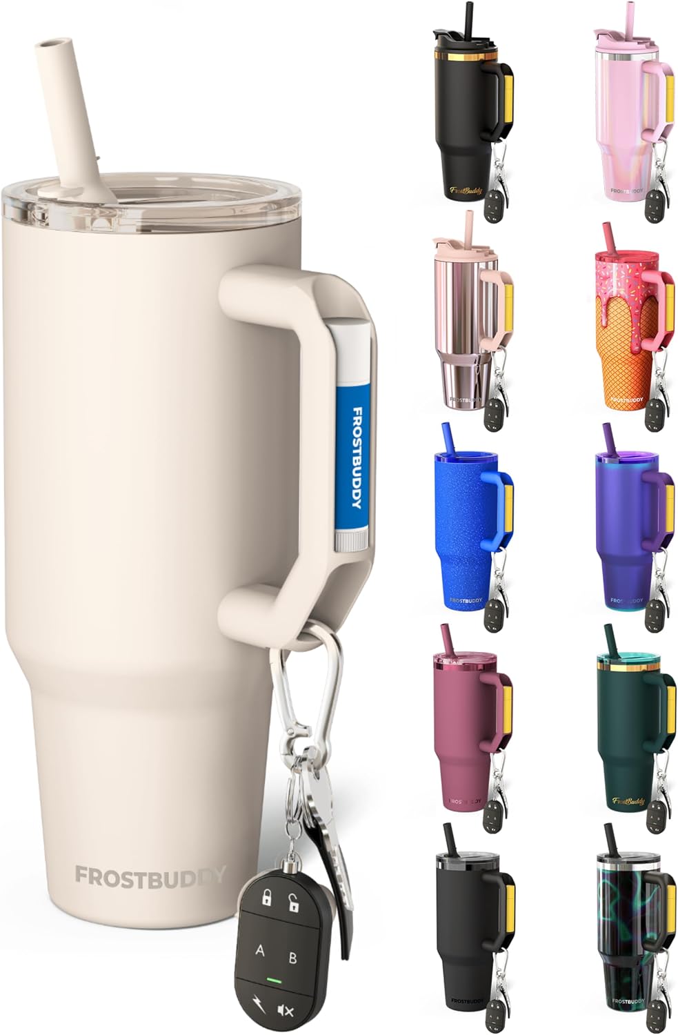 Thicc Buddy 16oz Tumbler - Insulated Stainless Steel (Cinnamon) | Double-wall vacuum insulated | Spill-proof flip lid | 18/8 premium stainless steel | Cup-holder friendly - Colors B