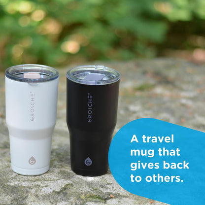 Yukon Triple Insulated Coffee Travel Mug with Lid, 20oz Cream White | Sturdy Stainless Steel Mug Keeps Drinks Cold Up To 8 Hours Or Hot Up To 4 Hours With Removable Slider Lid And Dishwasher Safe