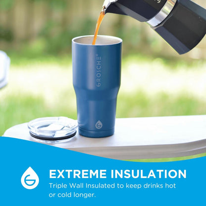 Yukon Triple Insulated Coffee Travel Mug with Lid, 20oz Cream White | Sturdy Stainless Steel Mug Keeps Drinks Cold Up To 8 Hours Or Hot Up To 4 Hours With Removable Slider Lid And Dishwasher Safe