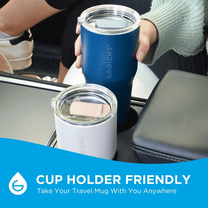 Yukon Triple Insulated Coffee Travel Mug with Lid, 20oz Cream White | Sturdy Stainless Steel Mug Keeps Drinks Cold Up To 8 Hours Or Hot Up To 4 Hours With Removable Slider Lid And Dishwasher Safe