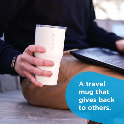 Yukon Triple Insulated Coffee Travel Mug with Lid, 20oz Cream White | Sturdy Stainless Steel Mug Keeps Drinks Cold Up To 8 Hours Or Hot Up To 4 Hours With Removable Slider Lid And Dishwasher Safe