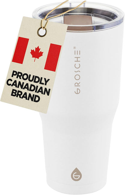 Yukon Triple Insulated Coffee Travel Mug with Lid, 20oz Cream White | Sturdy Stainless Steel Mug Keeps Drinks Cold Up To 8 Hours Or Hot Up To 4 Hours With Removable Slider Lid And Dishwasher Safe