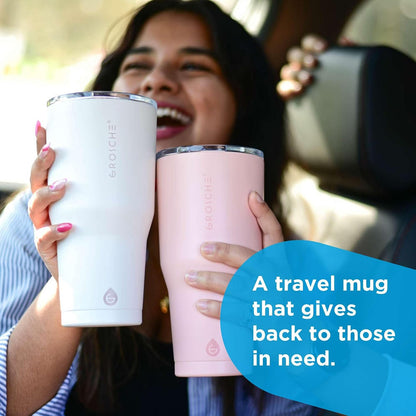 Yukon Triple Insulated Coffee Travel Mug with Lid, 20oz Cream White | Sturdy Stainless Steel Mug Keeps Drinks Cold Up To 8 Hours Or Hot Up To 4 Hours With Removable Slider Lid And Dishwasher Safe