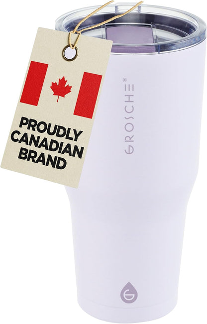 Yukon Triple Insulated Coffee Travel Mug with Lid, 20oz Cream White | Sturdy Stainless Steel Mug Keeps Drinks Cold Up To 8 Hours Or Hot Up To 4 Hours With Removable Slider Lid And Dishwasher Safe