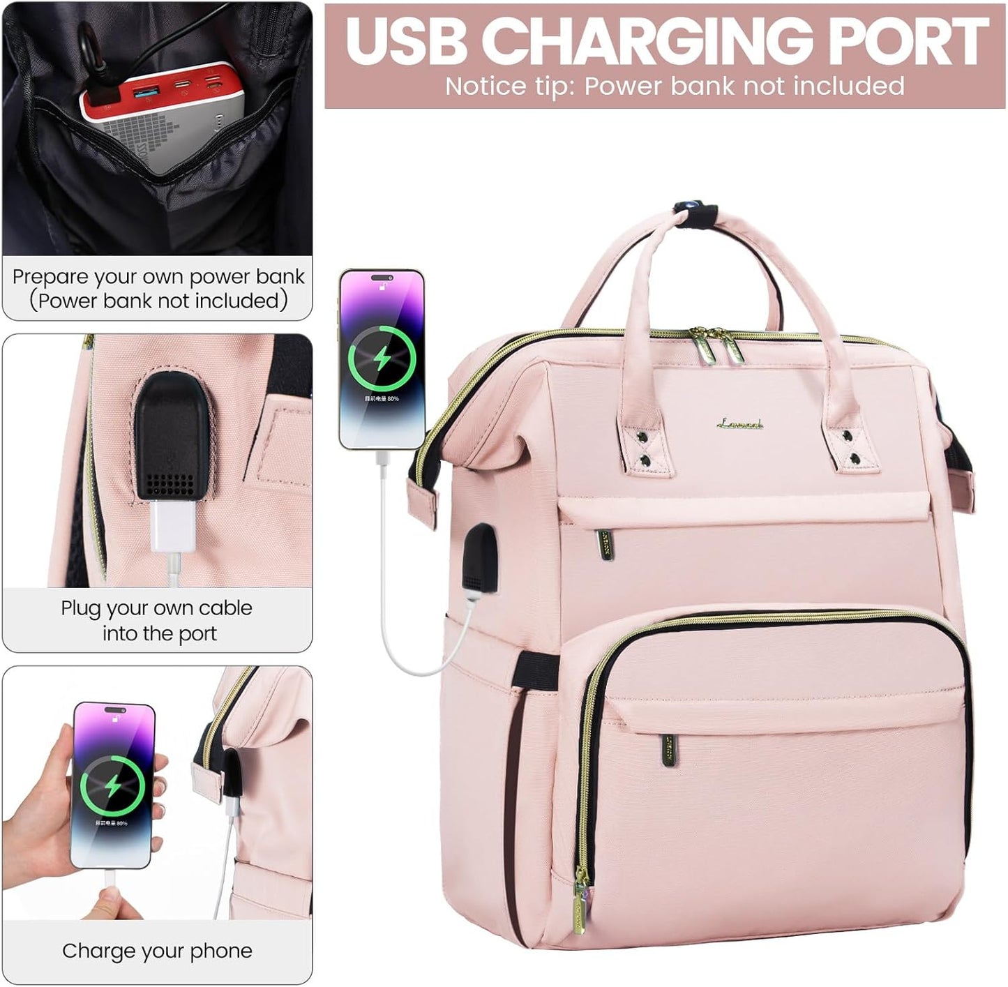 LOVEVOOK Laptop Backpack for Women with Giant Tumbler Holder Pocket,15.6 inch Waterproof Travel Backpack Purse Computer Laptop Bag,Professional Work College Nurse Teacher Backpack Casual Daypack,Black