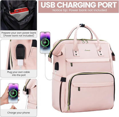 LOVEVOOK Laptop Backpack for Women with Giant Tumbler Holder Pocket,15.6 inch Waterproof Travel Backpack Purse Computer Laptop Bag,Professional Work College Nurse Teacher Backpack Casual Daypack,Black