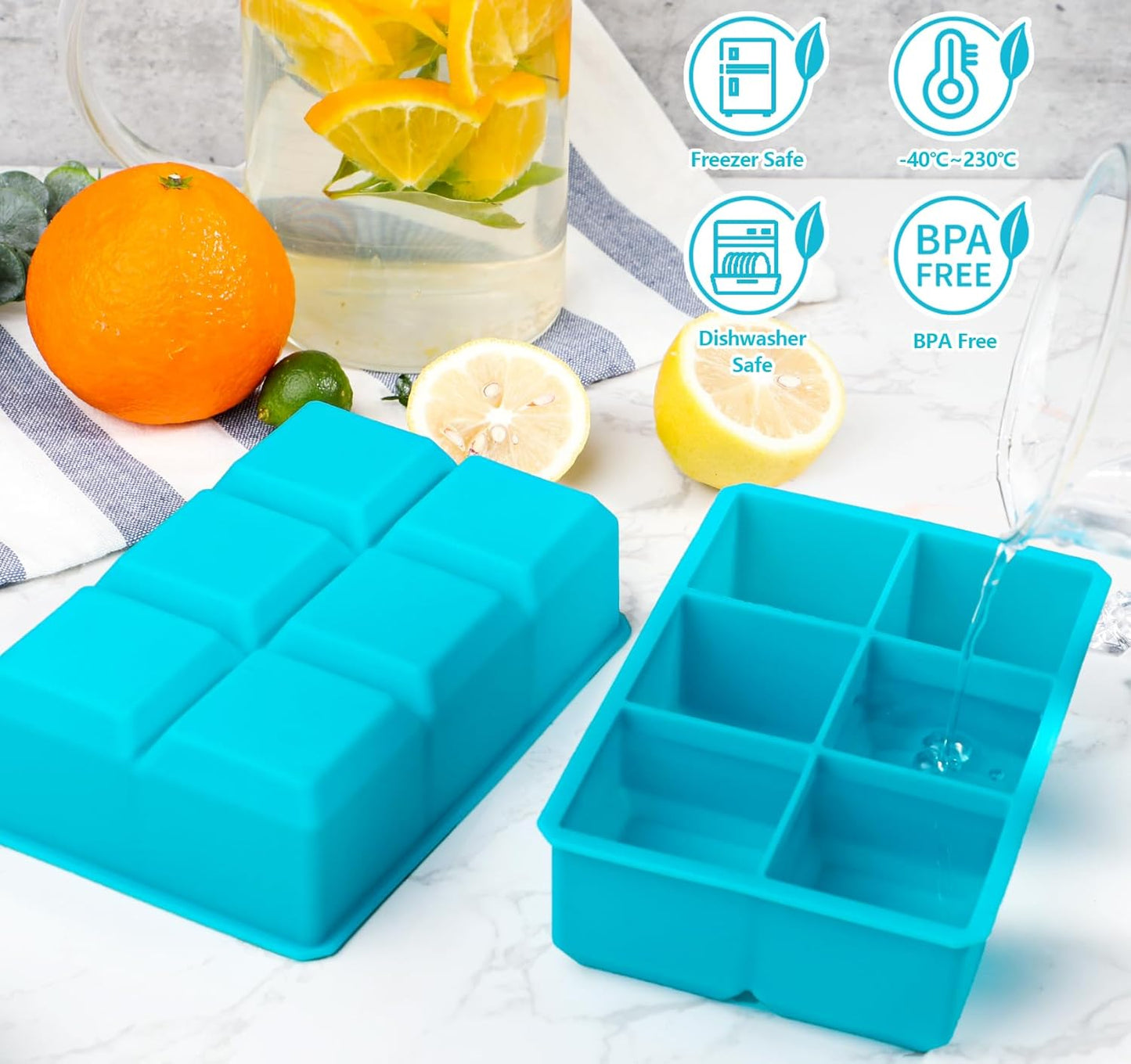 Webake Water Bottle Ice Cube Tray with Silicone Lids, 2 Pcs Long Ice Stick Molds - Stackable & Space-Saving, Perfect for Highball Drinks, Cocktail Parties & Sports Bottles