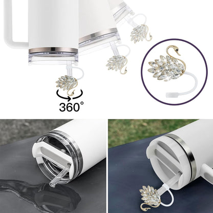 Cute Straw Cover Cap for Stanley Cup Accessories,Bling Straw Toppers for Stanley Tumbler 40&30 oz,Reusable Straws Tips Protectors Compatible with 10mm Straws