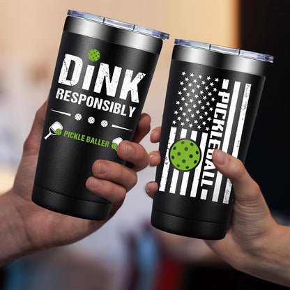 Fufandi Pickleball Gifts for Men Women - Pickle Ball Dink Responsibly - Christmas, Birthday Gifts for Pickleball Lovers Player Coach - Tumbler Cup 20oz