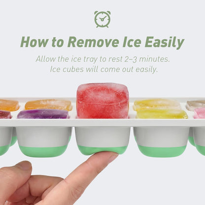 ChefAide 4‑Pack Ice Cube Trays with Lids, 56‑Cube Total Stackable Freezer Ice Trays, Durable Silicone & Plastic Easy‑Release Ice Molds for Cocktails, Coffee & Drinks
