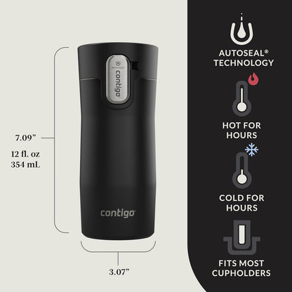 Contigo AUTOSEAL West Loop Vacuum-Insulated Stainless Steel Travel Mug with Easy-Clean Lid 12 oz Blueberry