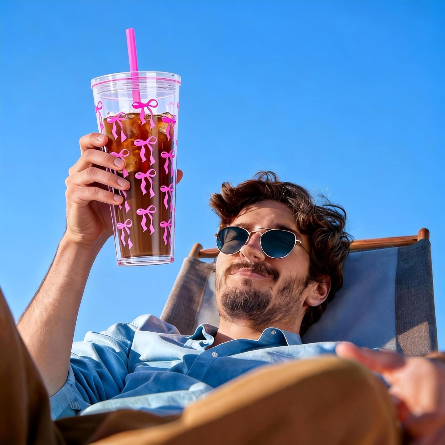24oz Tumbler with Lid and Straw, Leak Proof and Double Wall Insulated Reusable Plastic Cups,Travel Reusable Iced Coffee Cup (1, Pink)