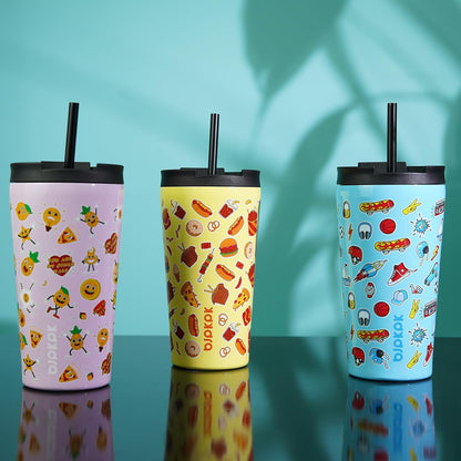 BJPKPK 22oz Insulated Tumbler With lid And Straw Stainless Steel Tumblers Travel Coffee Mug Reusable Thermal Cup,Sky