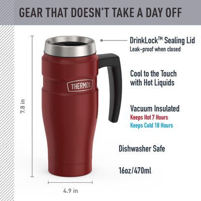 THERMOS Stainless King Vacuum-Insulated Stainless Steel Tumbler - 16oz, Midnight Blue - Insulated Coffee Tumbler for Hot & Cold Drinks - Leak-Proof & Sweat-Proof for Commuting & Traveling