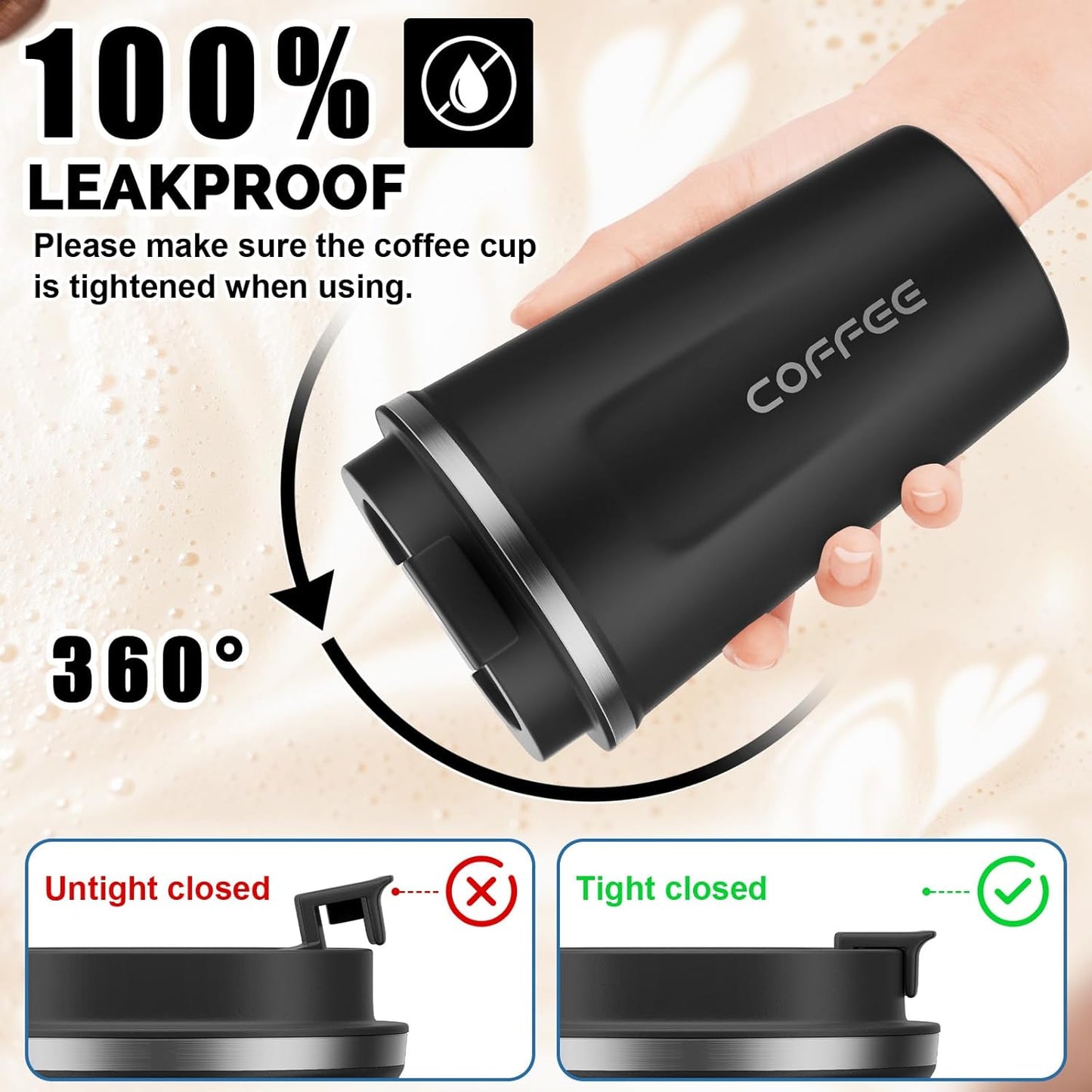 MOMSIV 12oz Travel Mug, Insulated Coffee Cup with Leakproof Lid, Travel Coffee Mug Vacuum Stainless Steel Double Walled Reusable Coffee Cup for Hot and Cold Water Coffee