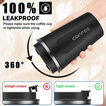 MOMSIV 12oz Travel Mug, Insulated Coffee Cup with Leakproof Lid, Travel Coffee Mug Vacuum Stainless Steel Double Walled Reusable Coffee Cup for Hot and Cold Water Coffee