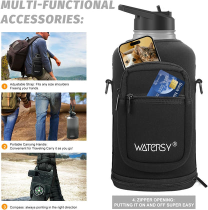40oz Insulated Water Bottle (Cold for 48 Hrs),BPA Free&Leak Proof,Stainless Steel Water Flask,Water Jug with Straw Spout Lids for Gym,Hiking,Travel,Black Blue