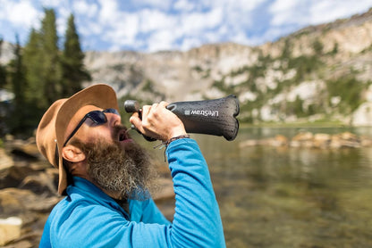 LifeStraw Peak Series - Collapsible Squeeze Bottle Water Filter System – 650ml for Trail Running, Through Hiking, Travel, Cycling, and Fishing; Dark Mountain Gray