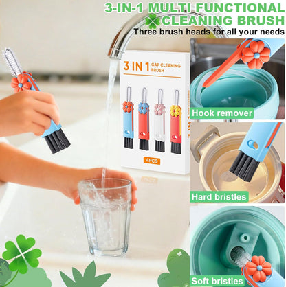 3 in 1 Cup Lid Cleaning Brush, Portable Water Bottle Brush, Multifunctional Bottle Cleaner Brush Set for Tight Spaces, Bottle Gaps, Tumblers, Travel Mug Caps(3 PCS)