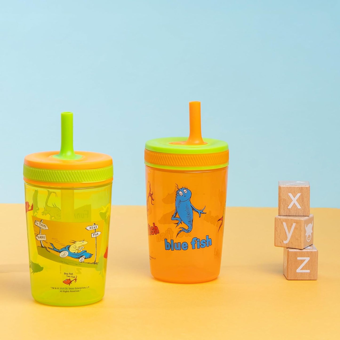 Zak Designs 15oz Bluey Kelso Tumbler Set, Leak-Proof Screw-On Lid with Straw Made of Durable Plastic and Silicone, Perfect Bundle for Kids, 2 Count (Pack of 1) - Colors A