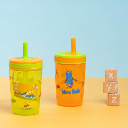 Zak Designs 15oz Bluey Kelso Tumbler Set, Leak-Proof Screw-On Lid with Straw Made of Durable Plastic and Silicone, Perfect Bundle for Kids, 2 Count (Pack of 1) - Colors A