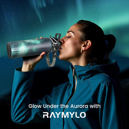 RAYMYLO One Gallon Water Bottle Insulated, Triple Walled Vacuum Stainless Steel (Cold for 48 Hrs), Leak Proof & Non-BPA, Large Water Flask Jug with Paracord Handle & Straw Spout Lids