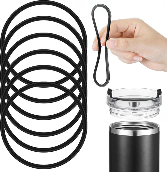 Vesici 6 Pcs 40 oz Tumbler Rubber Lid Seals, Replacement Water Bottle Gasket with Tweezers for Easy Removal, 3.35 Inch O-shaped Resealable Gaskets for 40 oz Tumblers, Glass Jars(Clear)