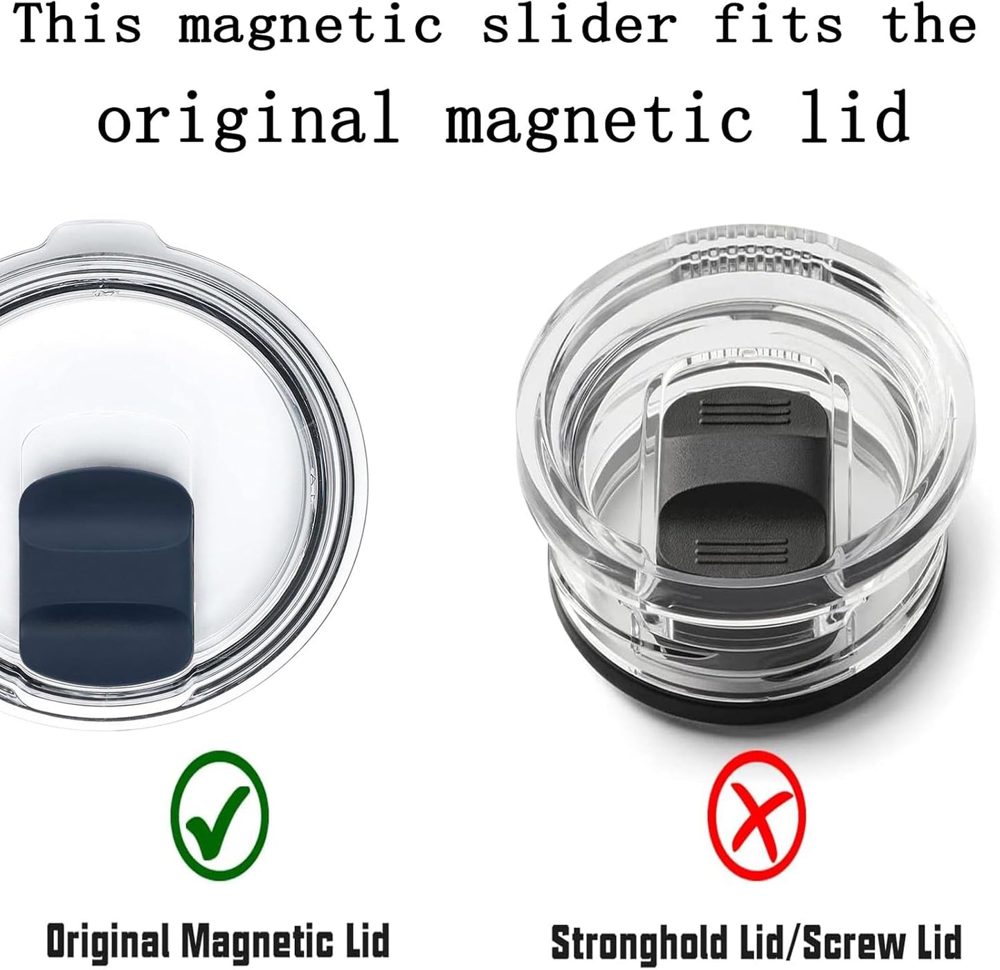 2 Pcs Magnetic Slider Replacement Block, Slider Lid Magnet for Yeti Lids 10 oz, 14oz, 16 oz, 20 oz, 26 oz, 30 oz (Black+Black)