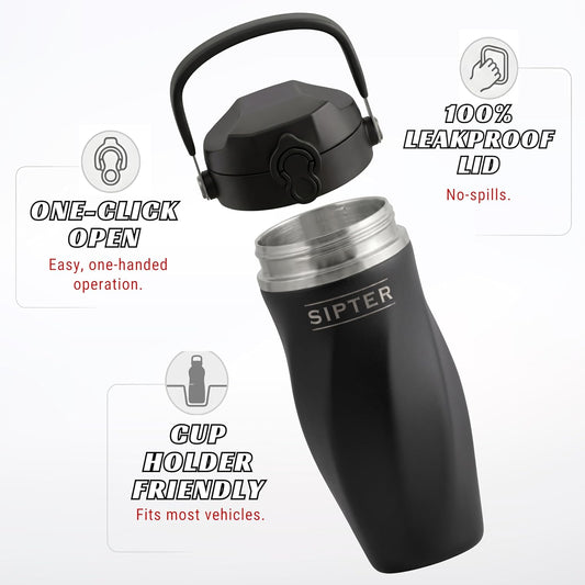 Earth Stone - 24oz Insulated Protein Shaker Bottle - Medical-Grade 316 Stainless Steel - Patent-Pending Clump-Free Design - Odor Proof & Leak-Proof Metal Blender Cup